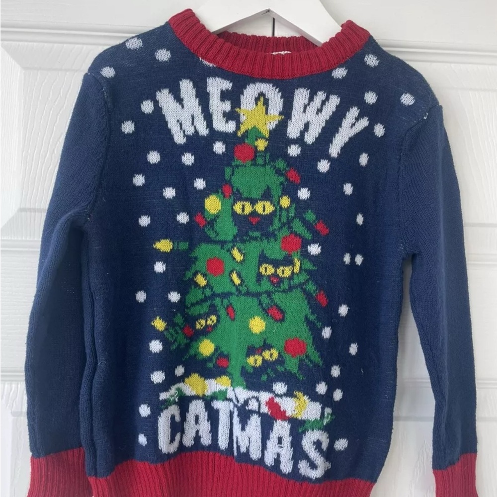 UGLY christmas sweater Meowy Catmas holiday kids sweater Deals Sales Bargains